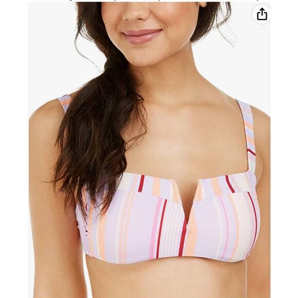 Hula Honey Stripe V-Wire Bikini Top - XS - Picture 1 of 5